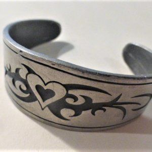 Signed Zik-Zok Pewter BRACELET Celtic Cuff Handmade Bracelet Hand Painted